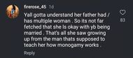 Instagram user's comment on Yaya's post